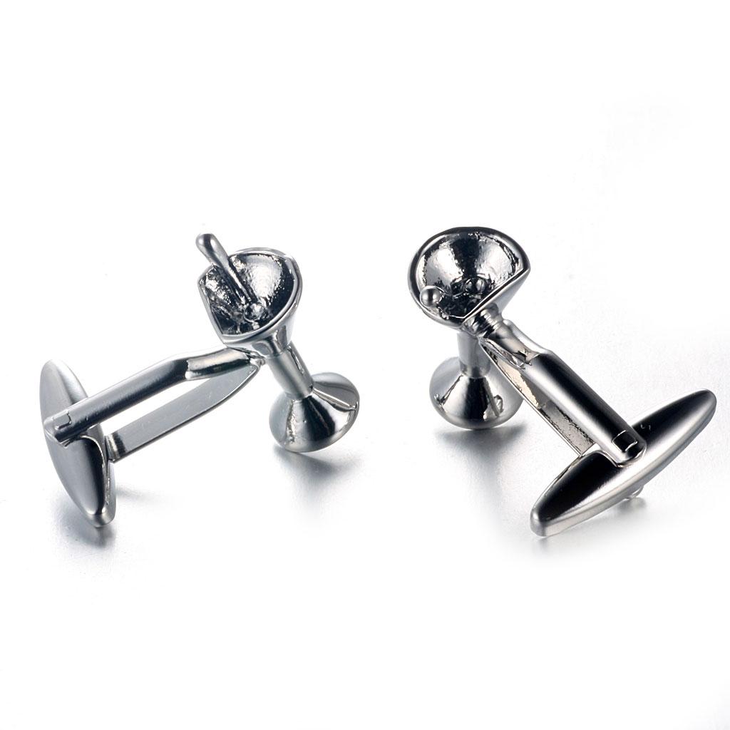 Cufflinks Silver Set - Erkek Kol Düğmeleri Pirinç Gümüş Moda