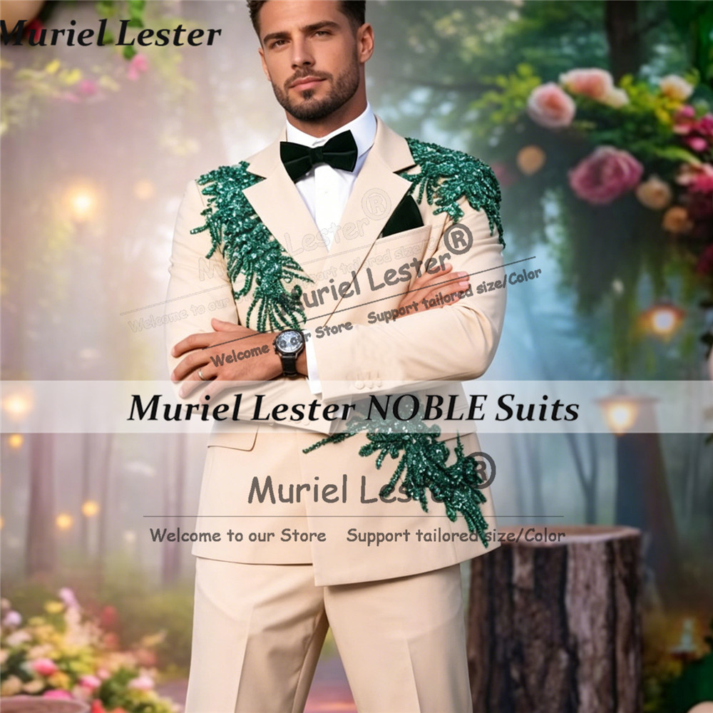 Unique Men'S Formal Wear - Özel Tasarım Rhinestone Boncuklu Takım Elbise