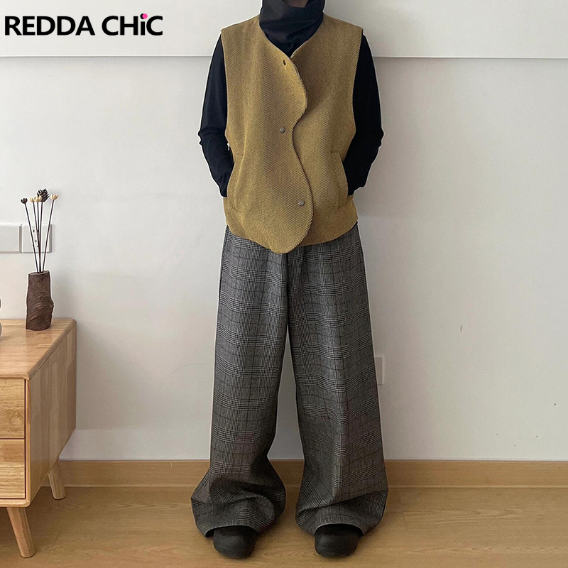Dress Pant Flat Front - REDDACHiC Erkekler Düz Ön Tartan Takım