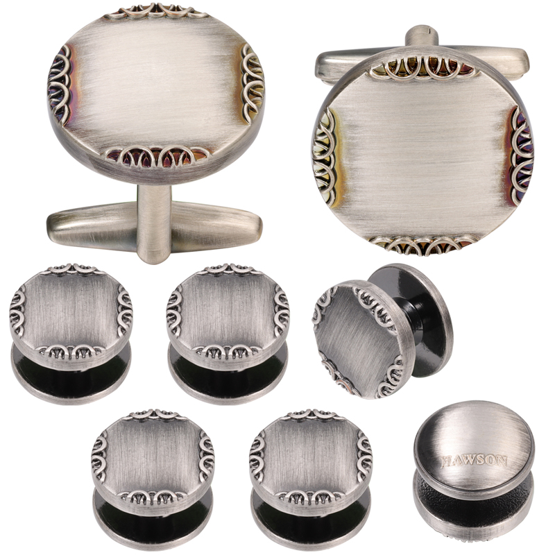 Cufflinks Silver Set - Yeni antik gümüş renk kol düğmesi