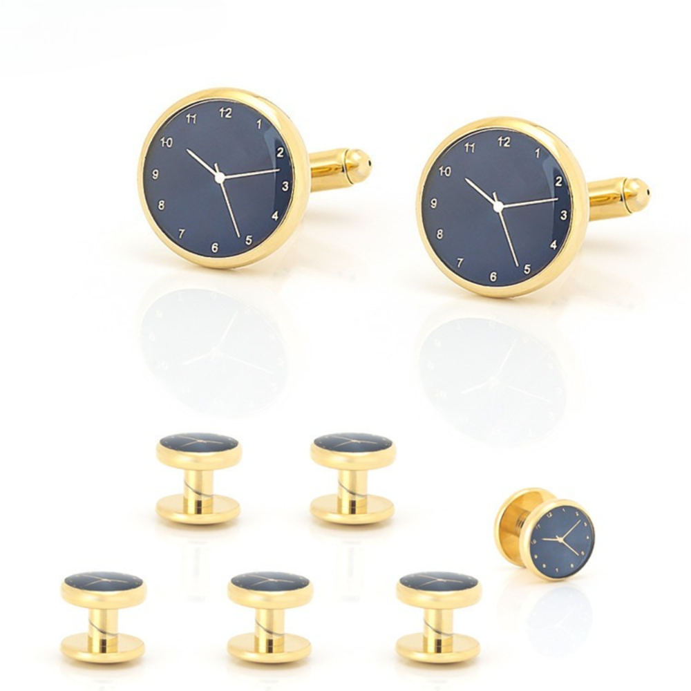Cufflinks Silver Set - Zaman Estetiği Altın Gümüş Saat Kol