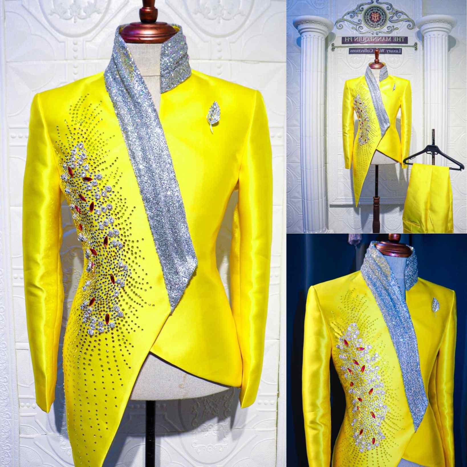 Unique Men'S Formal Wear - Moda Sarı Düğün Smokin Benzersiz 2