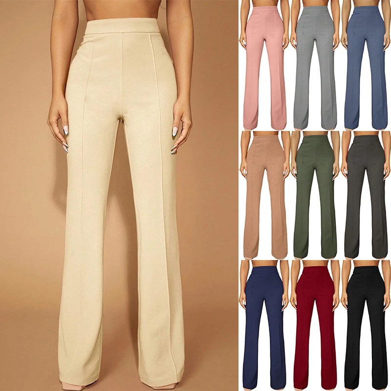 Dress Pant Flat Front - Yazlık Kadın Pantolonları Yüksek Bel Geniş