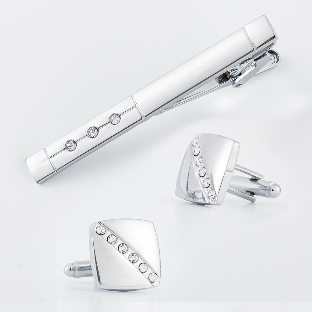 Cufflinks Silver Set - Moda Erkek Elmas Gümüş Kol Düğmesi