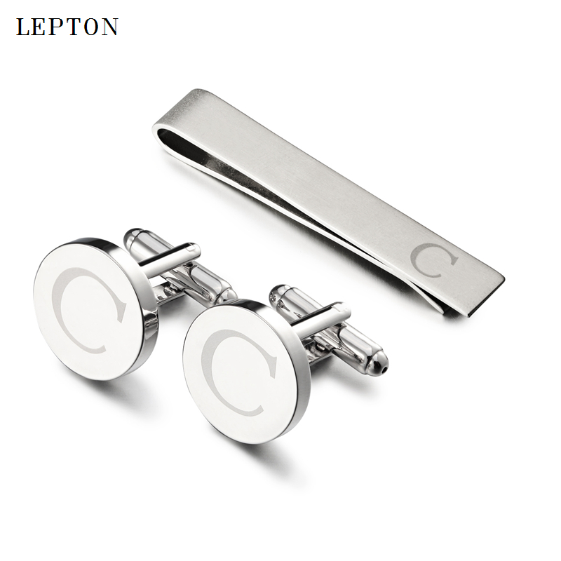 Cufflinks Silver Set - Sıcak Fırsat Yuvarlak Harfli C Kol