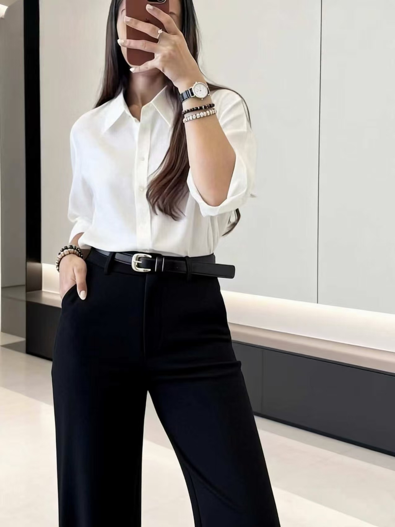 Dress Pant Flat Front - Yüksek Bel Önü Pileli Palazzo Pantolon