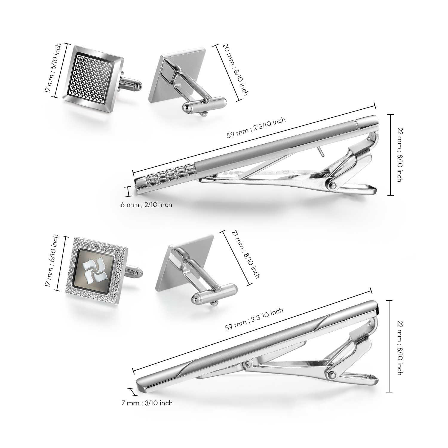 Erkek Gömleği İçin Kravat İğne - Cufflinks Silver Set incelemesi ve fiyatı