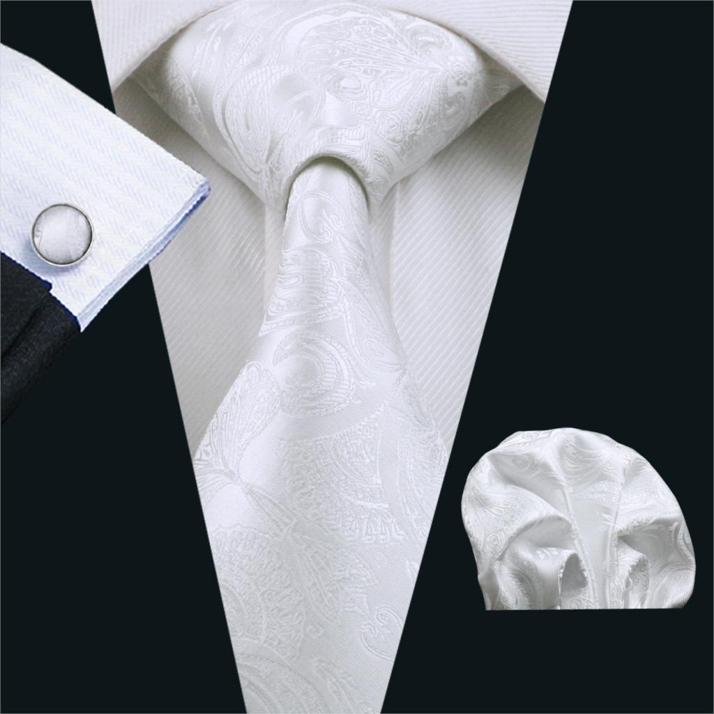 FA-393 erkek Kravat Beyaz Pais - Cufflinks Silver Set incelemesi ve fiyatı