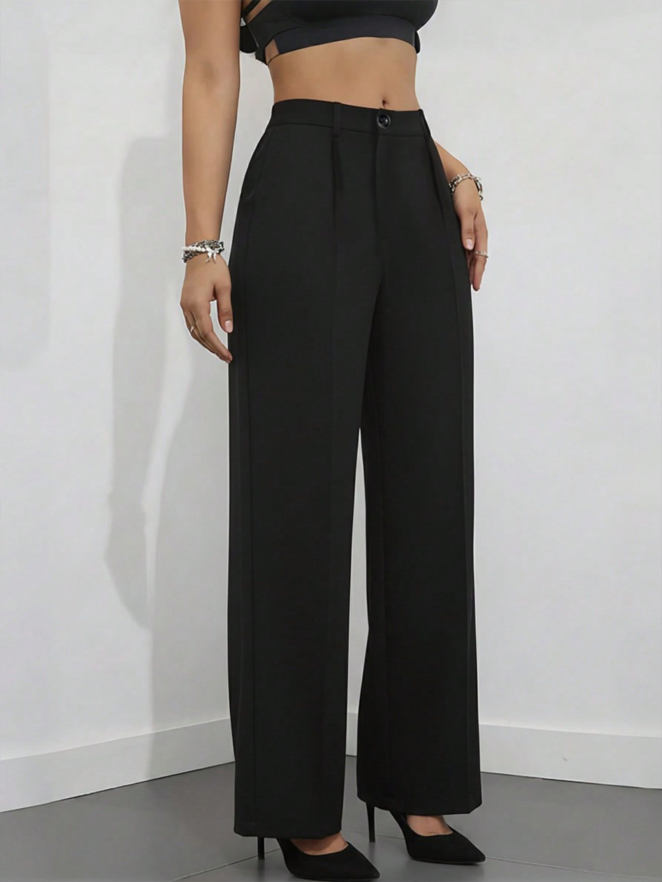 Kadın Yüksek Bel Geniş Paça Pa - Dress Pant Flat Front incelemesi ve fiyatı